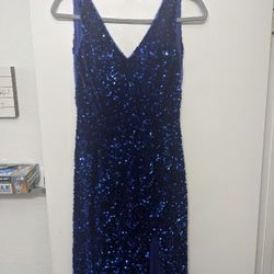 Dark Blue Sequin Dress Floor Length $90