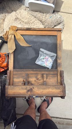 Rustic Wood Framed Chalkboard with Shelf