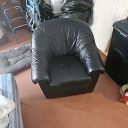 Black Leather Swivel Couch