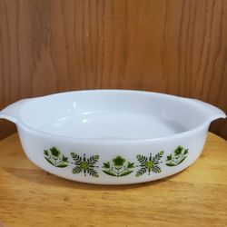 Vintage Milk Glass Baking Dish 