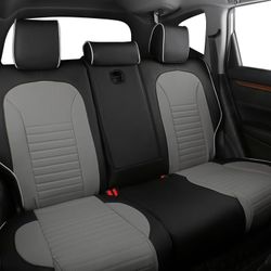 EKR Custom Fit Seat Covers for Select Honda CRV and Toyota RAV4 and most SUVs , Full Set , Leather ( Black / Gray )