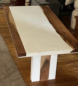 Reclaimed Acacia Wood & Concrete Coffee Table Solid Unique