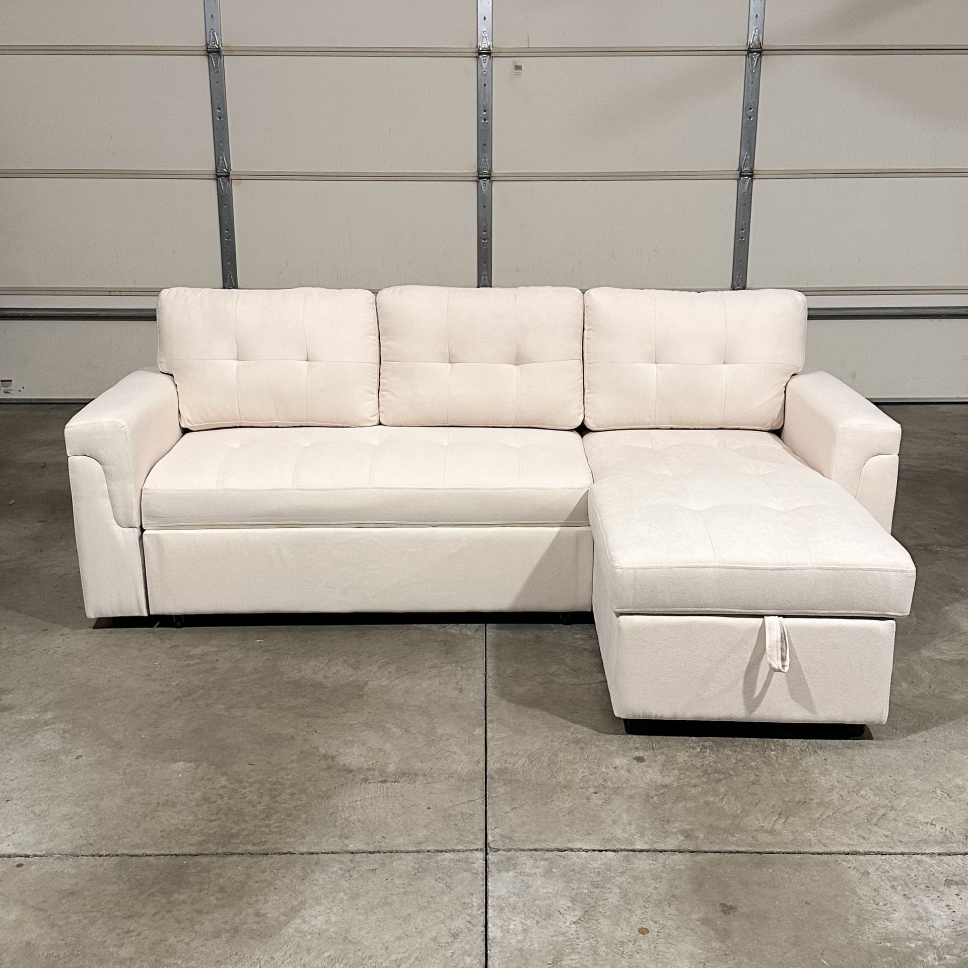 New Light Beige Sofa Bed Sectional / Couch with Chaise (Can Deliver)
