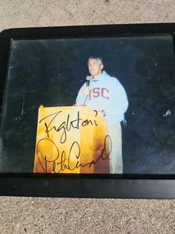 Pete Carroll Signed 8x10 USC Trojans Photo “Fight On!” Inscribed Framed