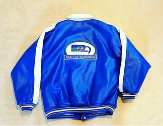 Seahawks vintage leather jacket 90's lynch jersey wilson supersonics chalkline starter Sz-L $160