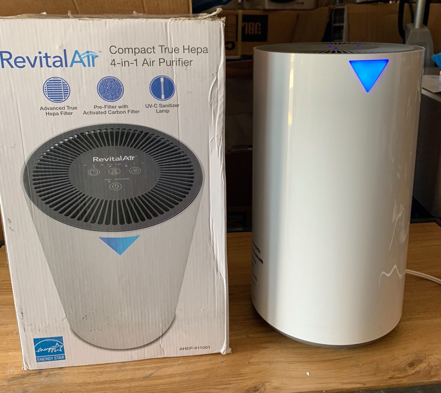 Revital air 4 in 1 air purifier Compact true HEPA with a carbon filter like new open box excellent condition never been used in original packaging