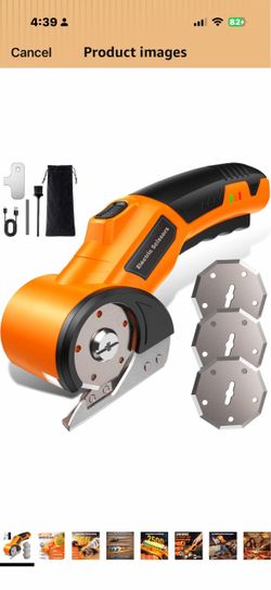 Cordless Cardboard Cutter with 3 Tungsten Steel Blades, 2500mAh Battery, LED Light, High-Torque Motor, Electric Scissors for Fabric, Cardboard, Leathe