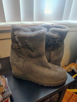 Gray Suede Shearling Ankle Boots UGGs
