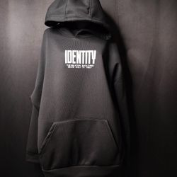 Mens Black Oversized Identity Hooded Sweatshirt (Size XL)