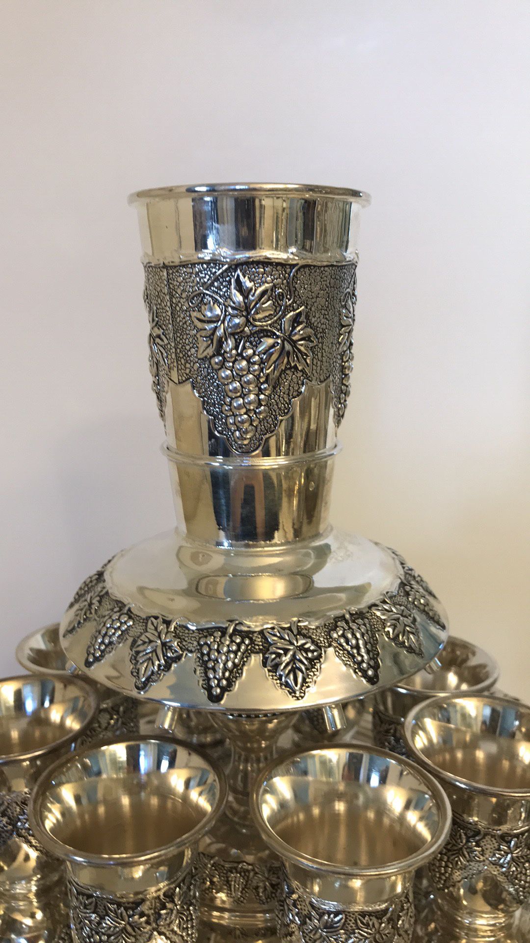 8 cup silver plated kiddish fountain