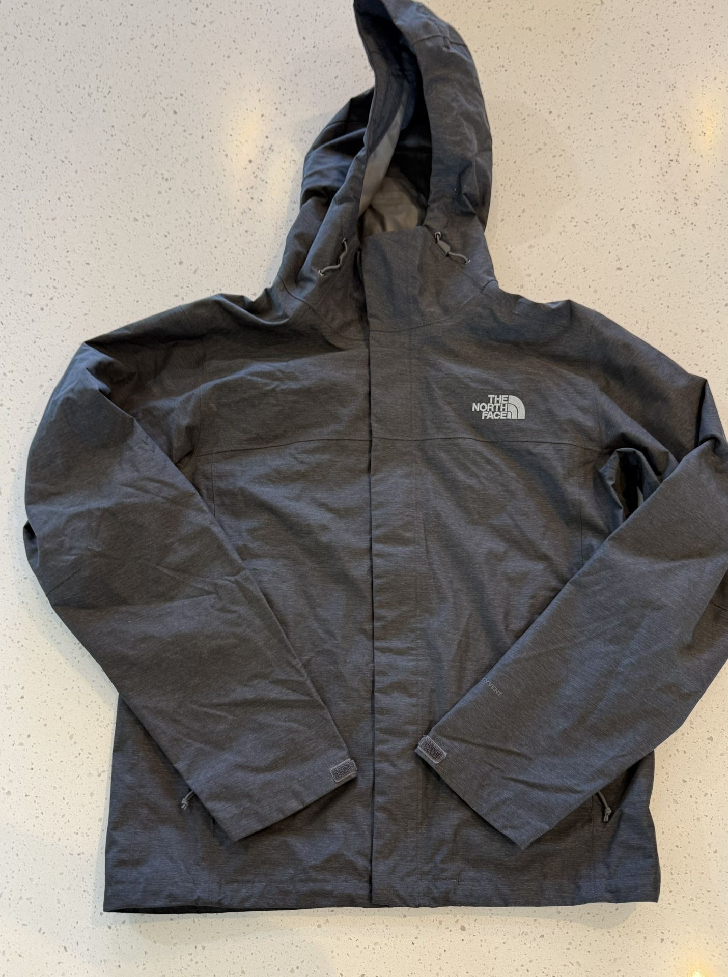 M The North Face Jacket Mens Medium Black Gray Waterproof DryVent Rain Coat Zip