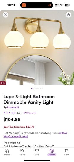 3 Light Bathroom Vanity Light- Brushed Gold