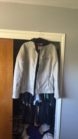 Guess Hooded Leather Jacket