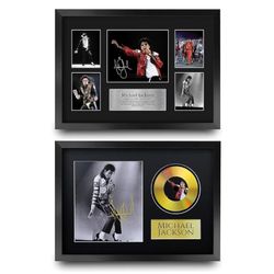 HWC Trading Michael Jackson Collection 16 x 12 inch Gifts Printed Signed Autograph Picture for Music Memorabilia Fans - 16" x 12" Framed