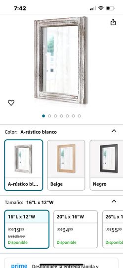Wall Mirror Rustic Wooden Frame Rectangle 