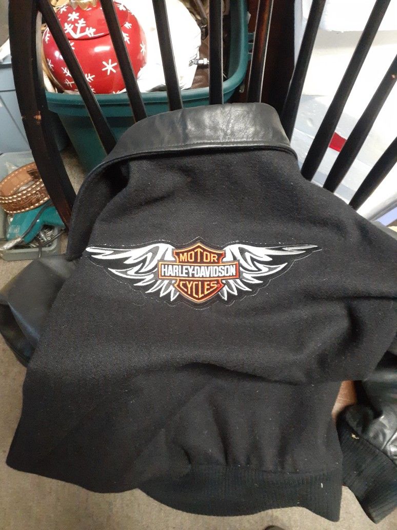 Harley Davidson, Leather And Wool Jacket, Size 2X, Very Nice Ice Shape