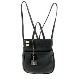 New Black RENATO ANGI Buttery Leather Shoulder Backpack Purse Handbag