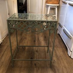 Vintage Metal Glass Table 18 x 12 22 1/2 inches high