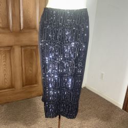 Worthington Black SEQUIN Panel Knee pencil Skirt  
