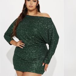 Green Sequins Dress 1XL
