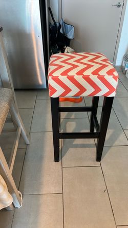 Bar Stool with Chevron Upholstered Seat