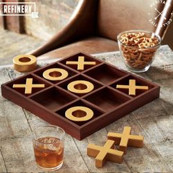 Refinery & Co  Premium Solid Wood Tic-Tac-Toe Board Game