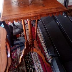 Vintage Antique Tall Table Approx 33 Inches In Height 