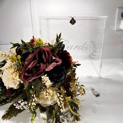 Acrylic wedding card box & Boho Wedding Bouquet, Boho Bridal Bouquet, Rustic, Boho Bridesmaid 