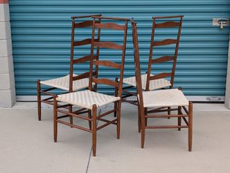 Set of 4 Vintage Shaker Cherry Ladder Back Dining Chairs by Nichols & Stone, c1970's