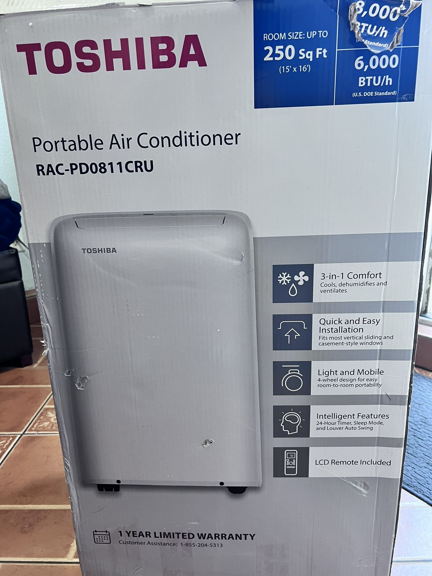 Toshiba Portable Air Conditioner with Dehumidifier Mode