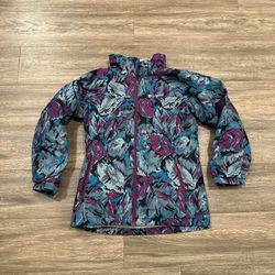 Columbia Bugaboo 3 In 1 Interchange Ski Parka Teal Floral Camo Girls L Youth