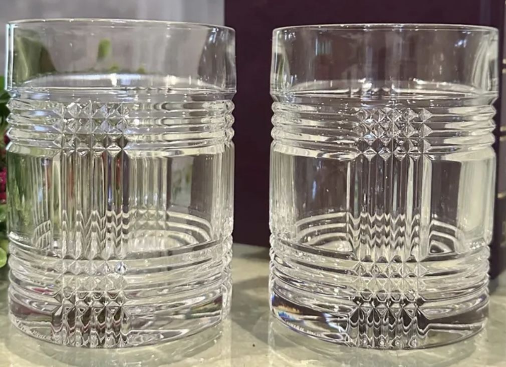 Ralph Lauren Glen Plaid Old Fashioned Glasses (Set of 2) – Vintage 10 oz Crystal