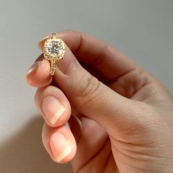 NEW AAA Zircon Diamond Ring Women’s Gold Played Ring