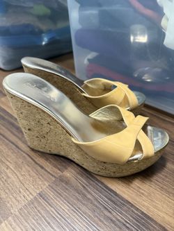 Jimmy Choo Wedge Platform Shoes 38 Beige