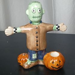 Frankenstein Debbie Mumm 1998 Halloween Frankie Ceramic Candle Holder Sakura