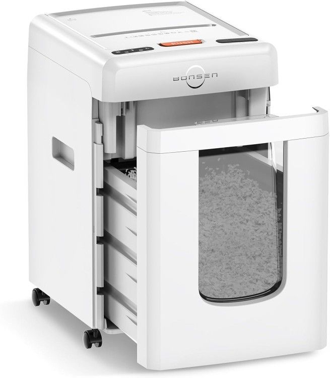 BONSEN 300-Sheet Auto Feed Paper Shredder, 60 Minutes Nonstop Heavy Duty Shredders, 8 Gallon Large Bin