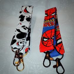 Assorted Character print key fob wristlet