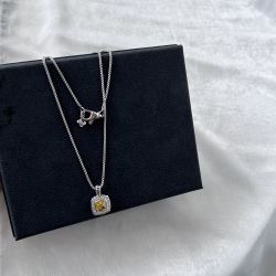 Sterling Silver Necklace Citrine And Diamond 