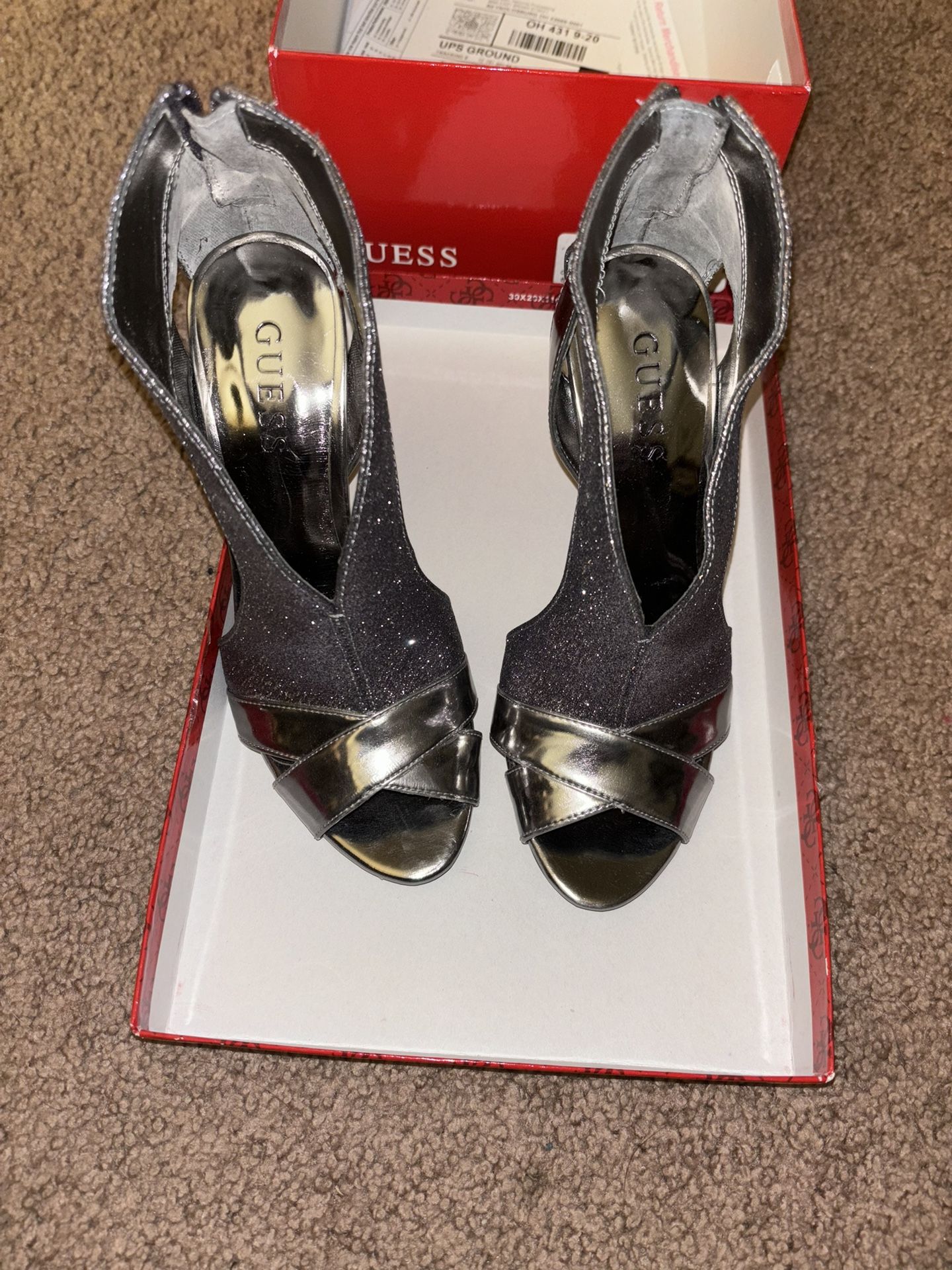 Guess Gunmetal Glitter Heels 