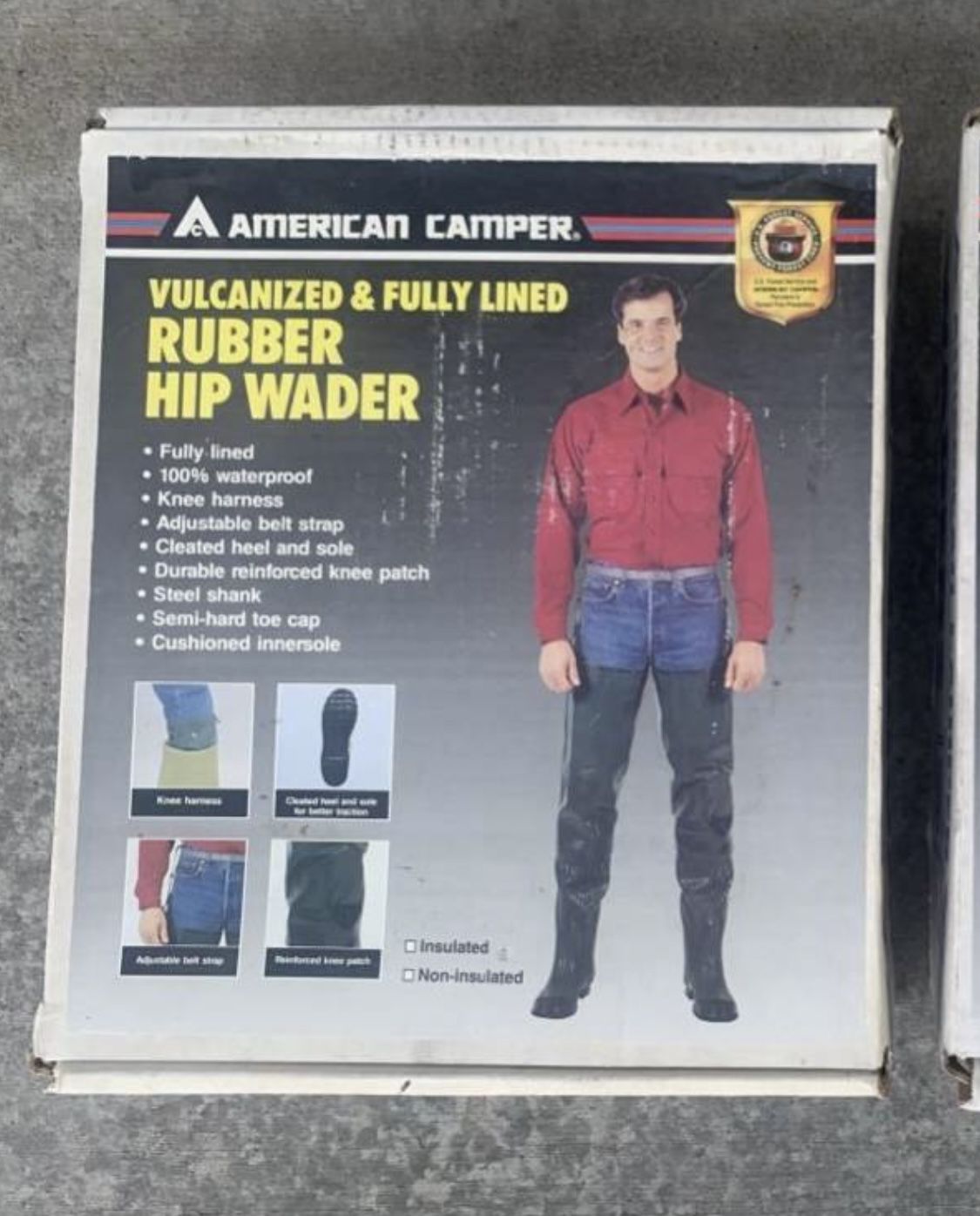 American Camper Vulcanized & Fully Lined Rubber Hip Waders Size 8 New! 