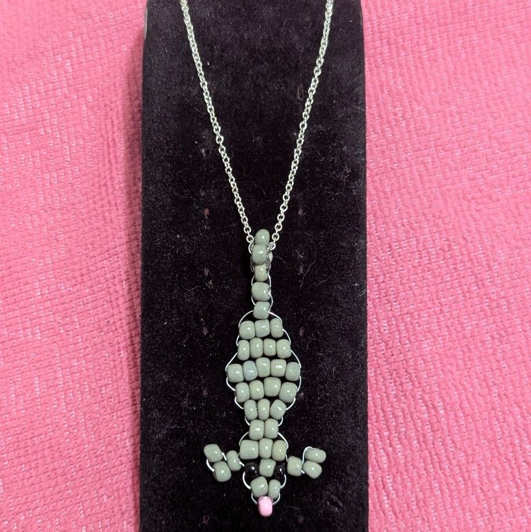 Handmade Beaded Mouse Necklace – 16” Dangle Pendant