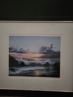 Coastal Hawaiian Surfing Art. Signed By Larry Dotson 23"wx20"ht 