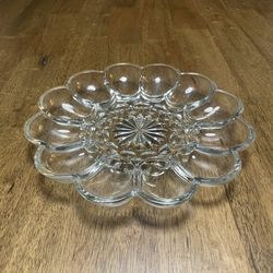 Vintage Midcentury Modern glass deviled egg plate