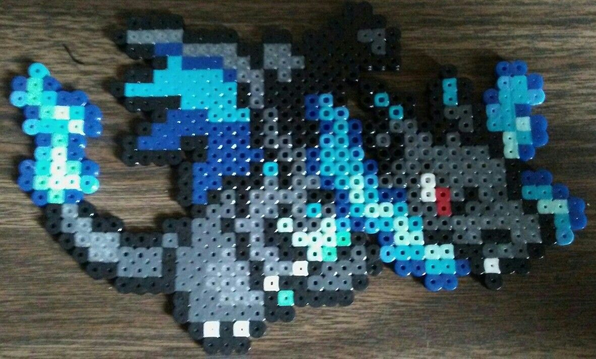 Pokemon Mega Charizard X Perler Bead Pixel Art