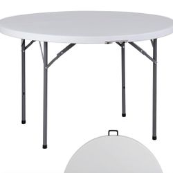 2 Round White Folding Tables 