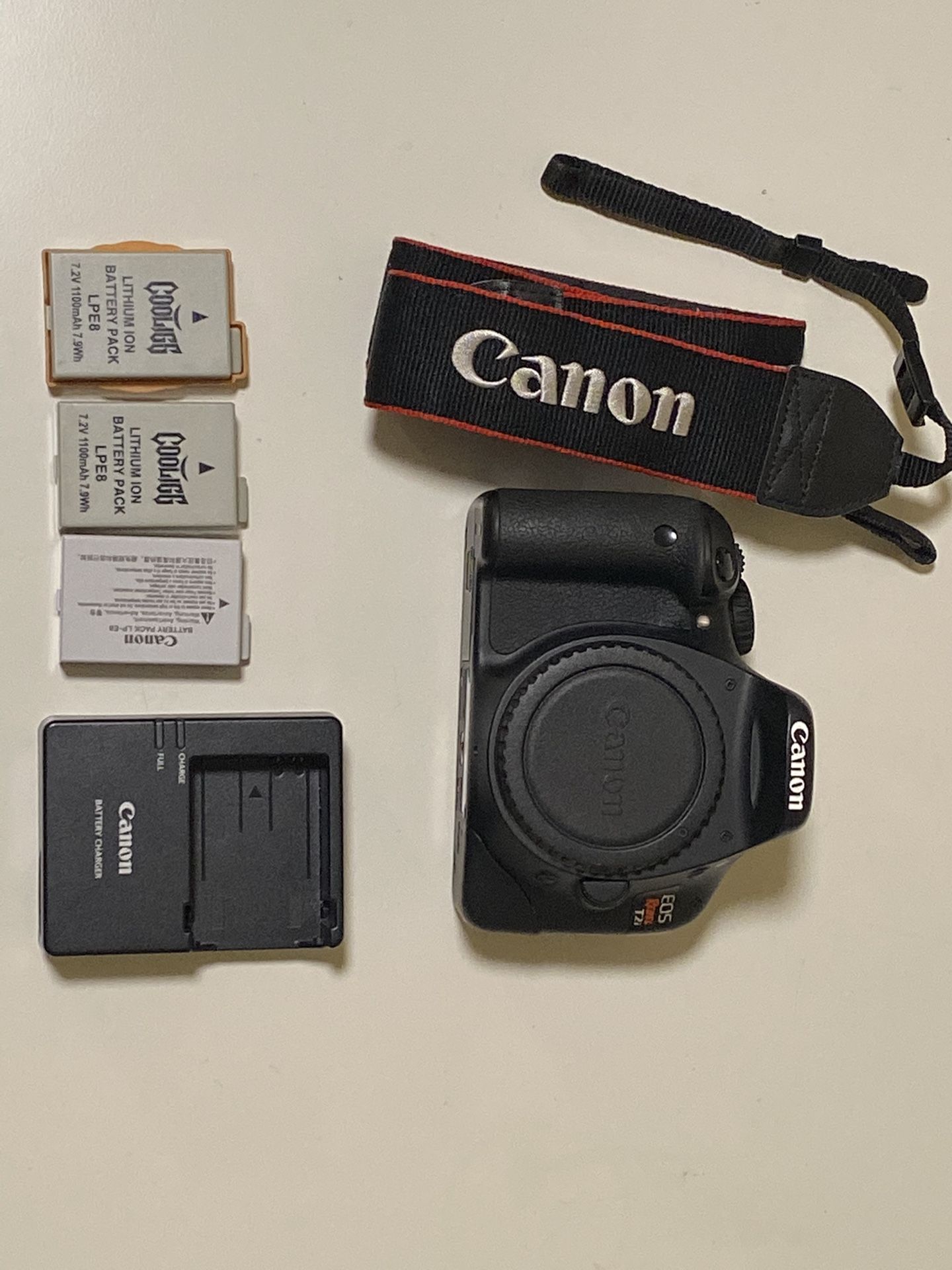 Canon T2i with three batteries
