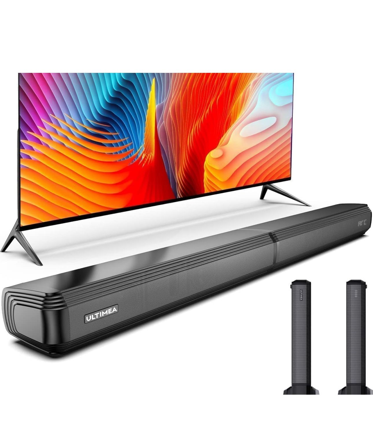 ULTIMEA 2.2ch Sound Bar for Smart TV, Peak Power 100W, 2-in-1 Detachable Soundbar for TV, Bluetooth 5.3 TV Sound Bar, 3 EQ Modes, Bass Adjustable, App
