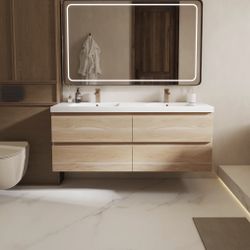 BATHROOM VANITY UMV-NW72 PVC Floating Bathroom Vanity With Stone Top 71-1/8‘’*18-15/16‘’*22-1/16‘’