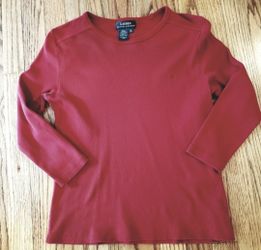 Vtg Lauren Ralph Lauren Deep Red Ribbed 3/4-Sleeve Tee Size: M