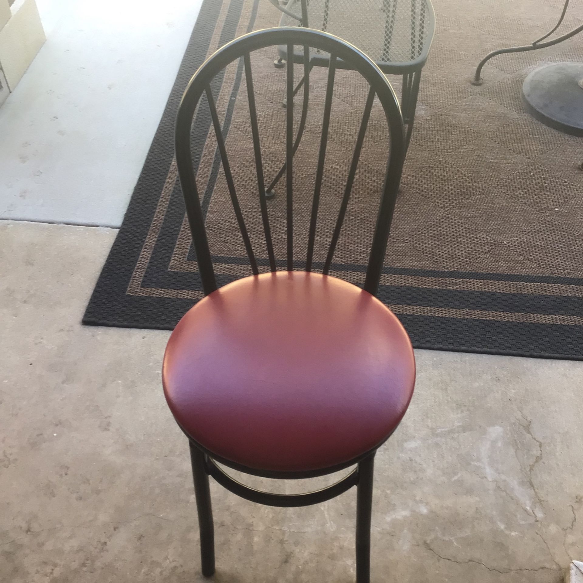 2 Black Chairs With Faux Leather Red/burgundy Seats